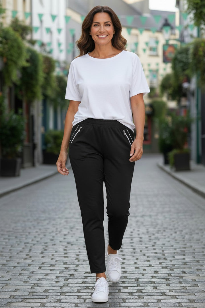 Saturne Black Full Length Trousers