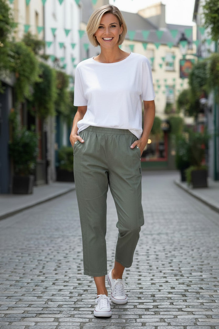 Saturne Khaki Cropped Pants