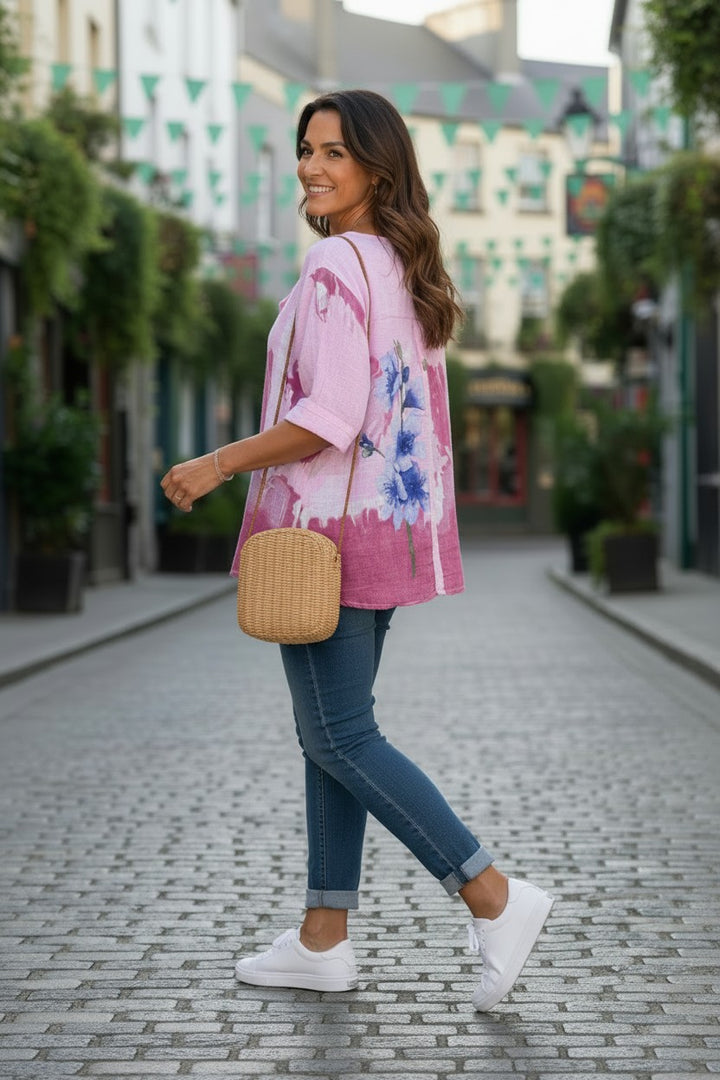 Pink Floral Cotton Top