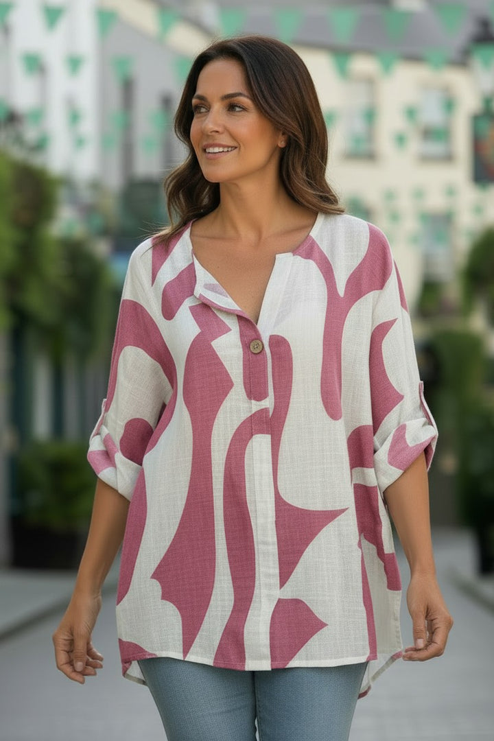 Pink Abstract Cotton Top