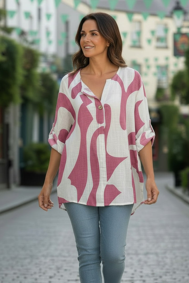 Pink Abstract Cotton Top